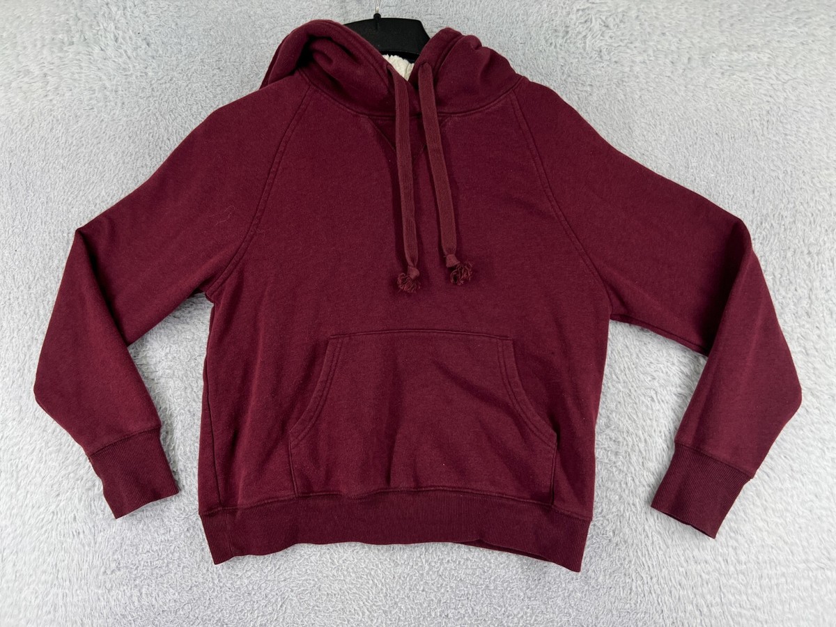 Old Navy Sweater Women Small Red Hooded Cotton Blend Hoodie Pocket Crop