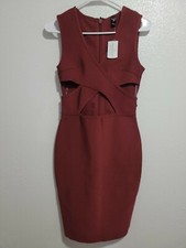 NWT Windsor Women's Dress Bodycom Sleeveless V-Neck Stretch Burgundy.Size S
