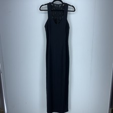 Vtg Jessica McClintock Gunne Sax Dress Ribbon Racer Back Whimsy Goth Gothic Slit