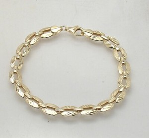 Authentic 7" Technibond Reversible Coffee Bean Oval Bracelet 14K Yellow Gold Plated Silver