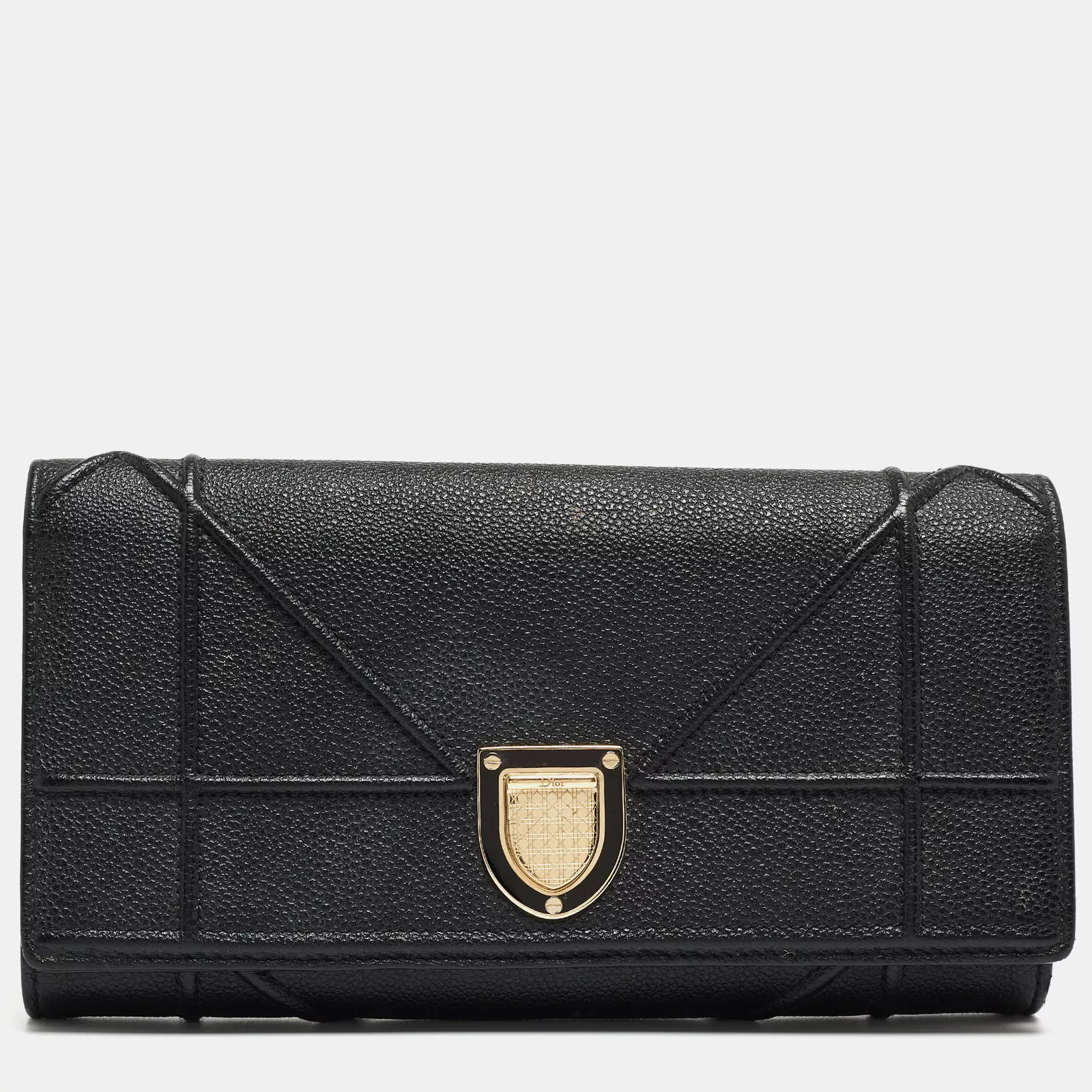 Portefeuille diorama en cuir noir Dior