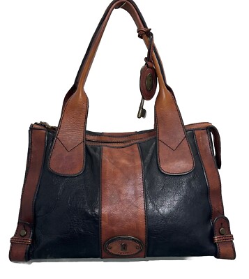 FOSSIL Reissue Weekender Black/Brown Leather Satchel