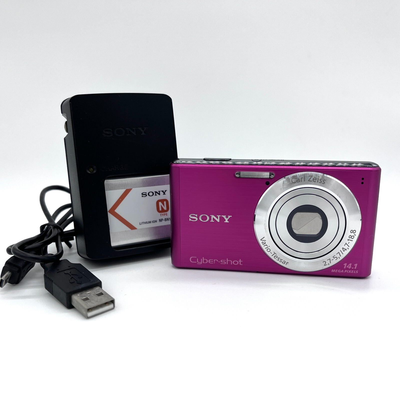 SONY Cyber-shot DSC-W530 Compact Digital Camera Pink Japan w/Battery Charger