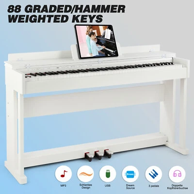 ♬Mustar Digital Piano 88 Graded Hammer Weighted Keys Keyboard Pedal Stand LED