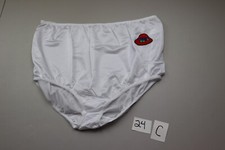 Vintage NYLON Panties Smart Fit Sz 11 White Pin-Up Retro Embroidered Red Hat
