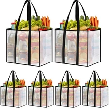 Reusable Grocery Bags 6 Pack Heavy Duty Foldable 42L Large Shopper Tote