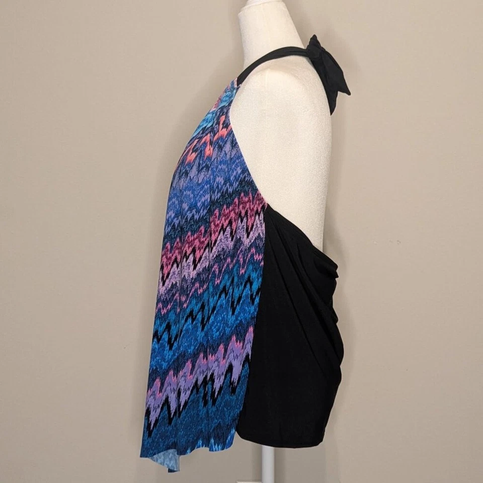 Tankini para mujer verde aguamarina halter espalda azul y rosa Chevron talla XL Foto 2 de 4