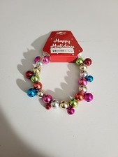 Happy Holidays Colorful Bell Christmas Bracelet NOS
