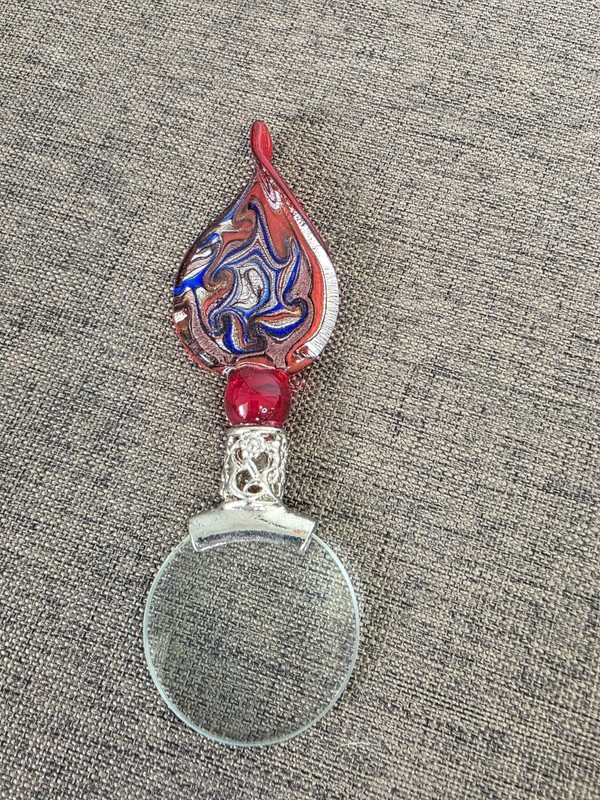 VINTAGE GLASS METAL DESKTOP MAGNIFIER HANDMADE COLLECTIBLE - SEE DETAILS!!