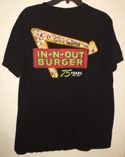 😃In-N-Out Burger 75 Years BLACK Short Sleeve Men T-Shirt L Large NWOT NEW