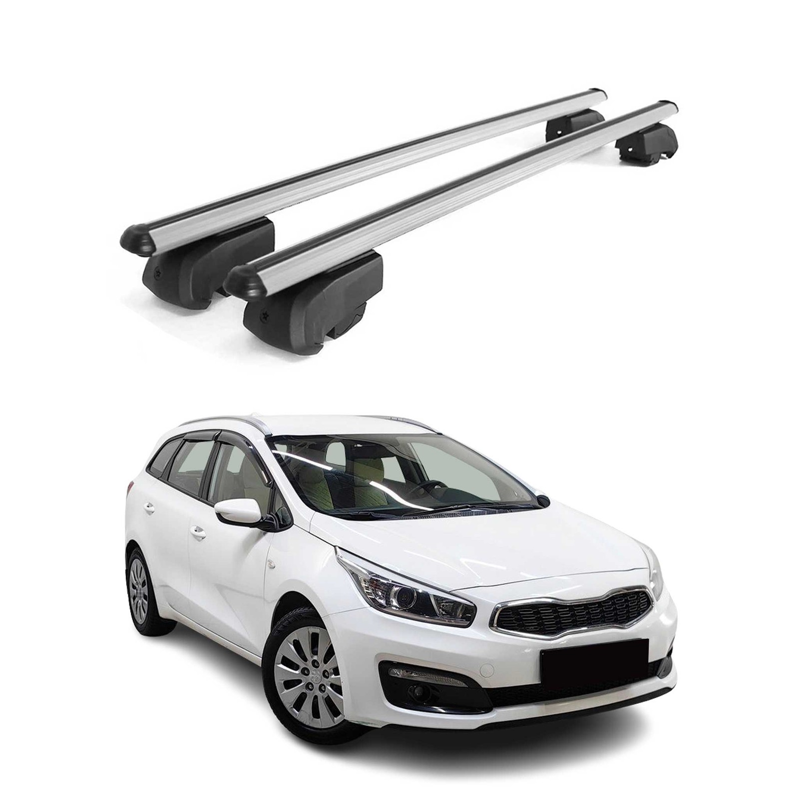 Barres de toit pour Kia Ceed Break : le duo alu gris idéal pour vos départs au ski