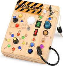 LED Busy Board for Toddlers - Montessori Sensory Toy with 10 Switches  19 Light