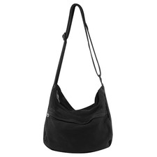Canvas Casual Messenger Bag Hobo Crossbody Bag Canvas Shouder Tote 02 - Black