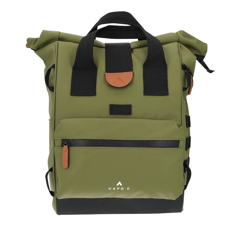 Sacoche de roue arrière Hapo.g roll-top kaki sac à dos porte-bagages vélo amovible M