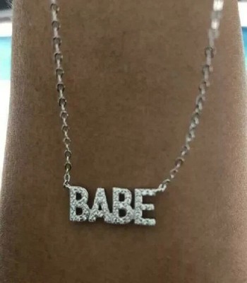 1.30Ct Round Cut Diamond BABE Unisex Pendant 14K White Gold Over Over Free Chain