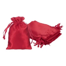 12Pcs 4.3" x 3.1" Satin Drawstring Favor Bags Satin Gift Bag, Burgundy