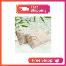 Bedsure Pillow Cases Queen, Cooling Pillow Cases, Rayon Derived from Bamboo Beig