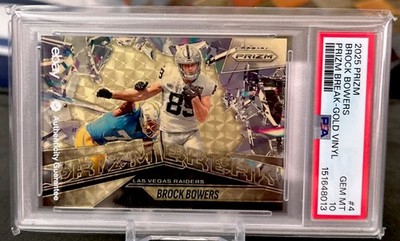 Brock Bowers 2025 Panini Prizm Gold Vinyl Prizms Break #4 #1/5 PSA Gem💎10 Pop 1