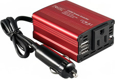 150W Power Inverter DC 12V to 110V AC Converter with 3.1A Dual USB Car