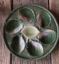 Vintage French Majolica OYSTER PLATE 1930 SAINT CLEMENT