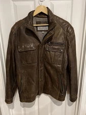 Marc New York Andrew Marc Bomber Jacket Mens Medium Leather Full Zip Heavy