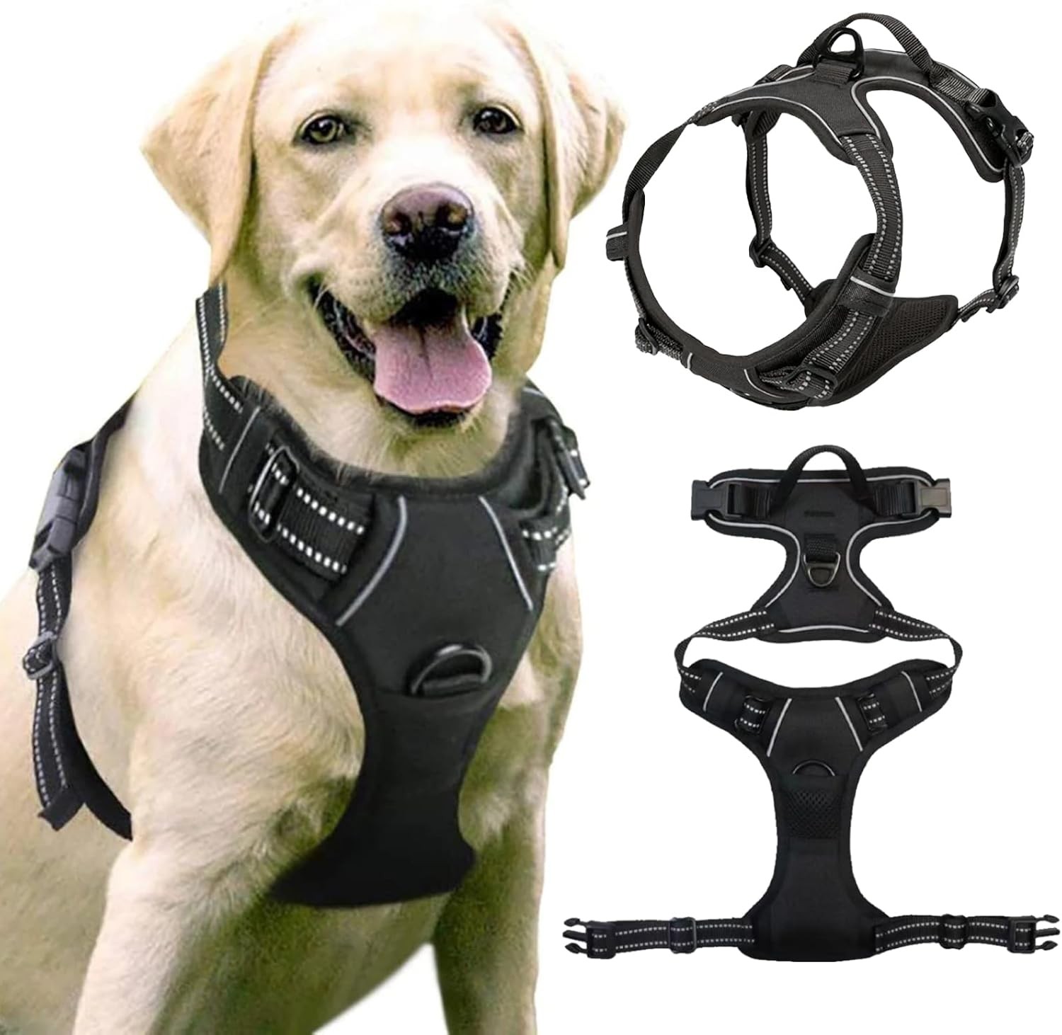 JSTHHTT Dog Harness Large Dog No Pull Pet Harness with 2 Leash Clips,Anti Pull