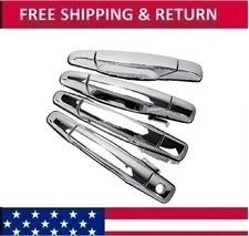 4x Chrome Door Handles Left+Right For GMC Chevy Tahoe Yukon Sierra Denali 07-14