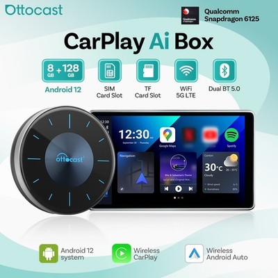 ALL IN 1 Ottocast P3 CarPlay AI Box Wireless Android Auto TV Box HDMI Input 128G