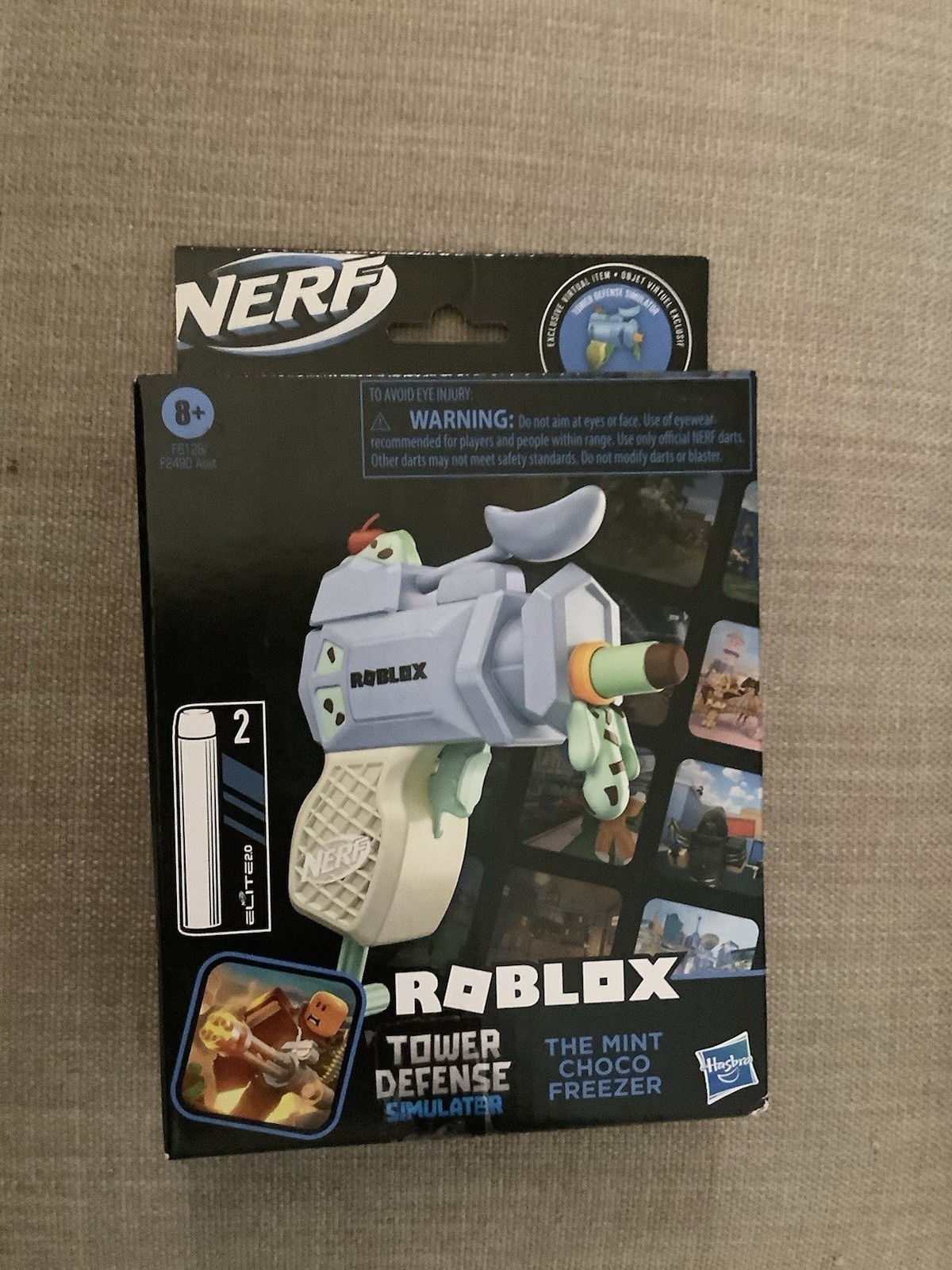Roblox Tower Defense Nerf Gun Mint Choco Freezer Toy New With Virtual Item Code
