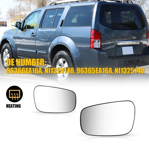 Driver Passenger Mirror Glass Heated Blind Spot For 2005-2021 Nissan Frontier