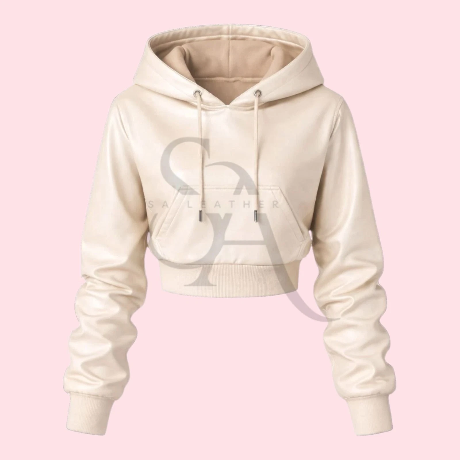 Women's White Leather Hoodie In Genuine Soft Lambskin Leather Causal Hoodie
Opens in a new window or