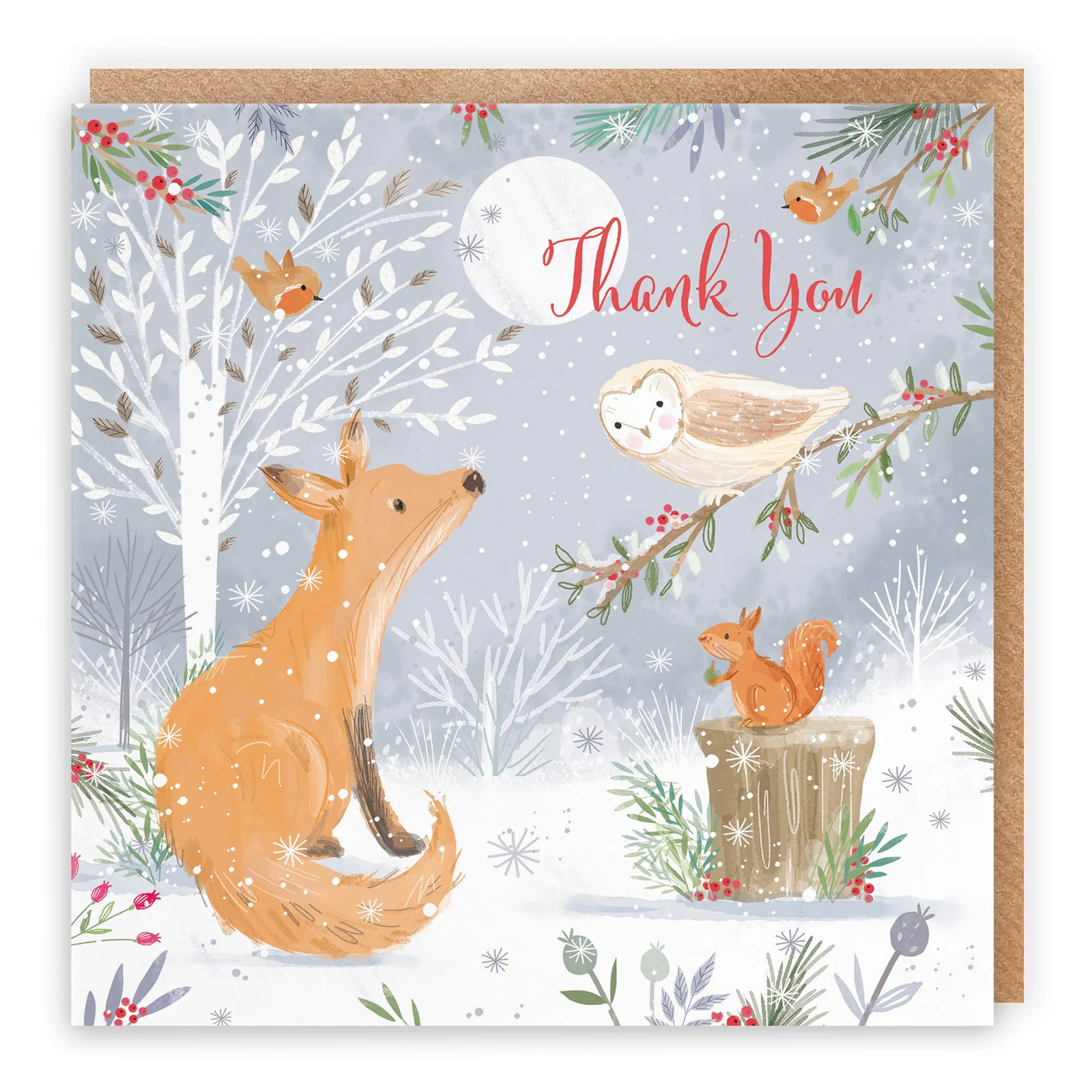 Thank You Cute Fox Christmas Card Nature's Treasures