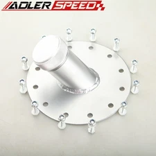 USA Billet Aluminum 45 Deg Fuel Cell Fast Fill Filler Neck 12 Bolt Flange Silver