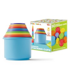 Rainbow Colors Baby Stacking Cups for Toddlers, Tall Baby Stacking Toys Nesti...