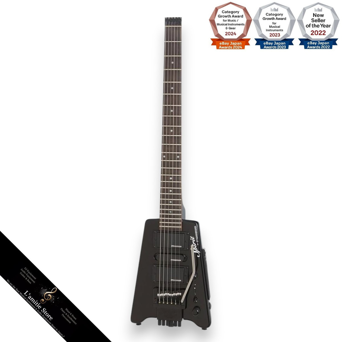STEINBERGER Spirit GT-PRO Deluxe Black Headless Electric Guitar
