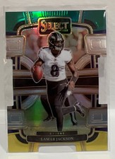 2023 Panini Select - Concourse Lamar Jackson #7 Green & Yellow Prizm Die-Cut
