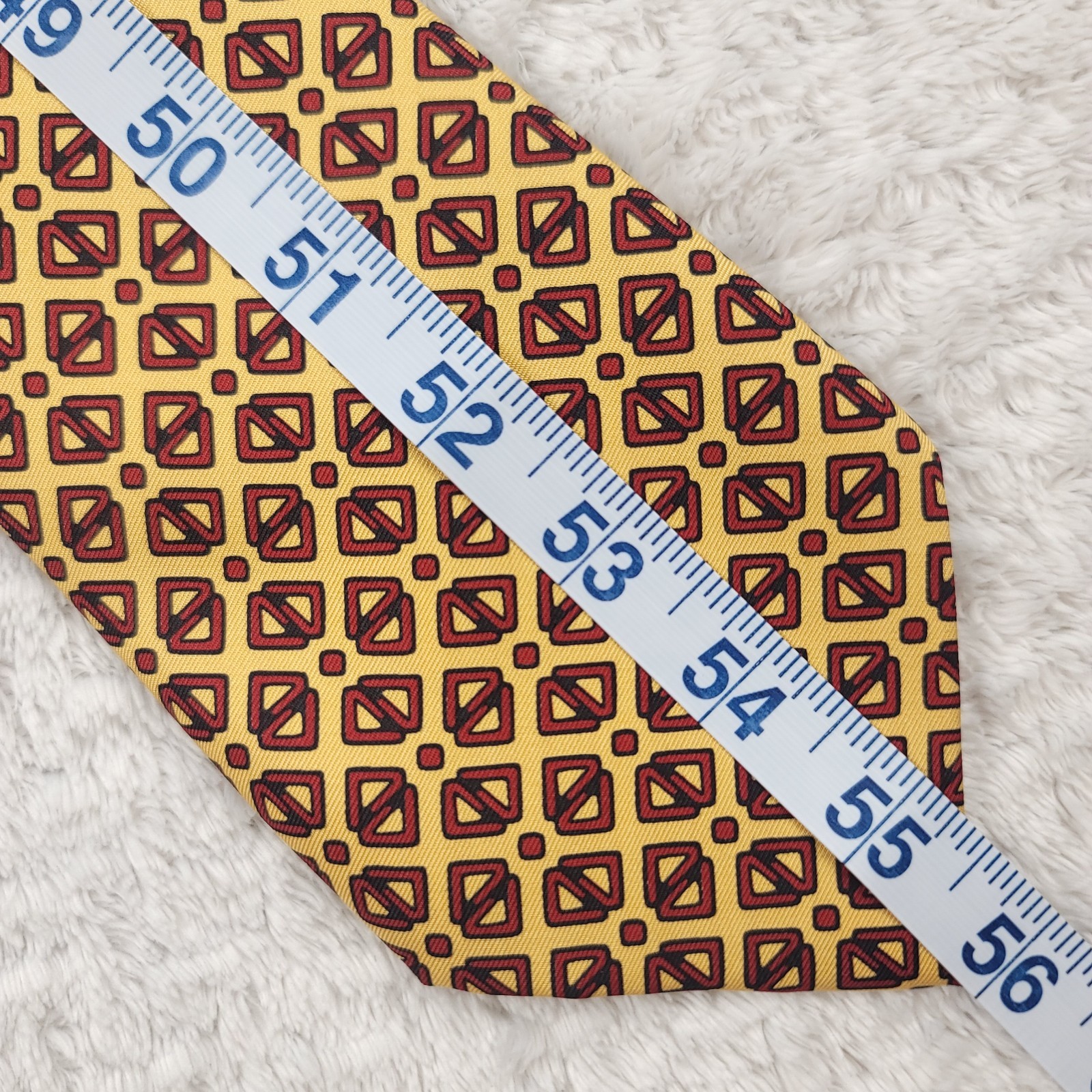 Vtg Polo Ralph Lauren Tie Yellow Geometric 100% Silk Handmade in USA 4" x 56" thumbnail 7