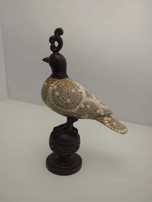 Quail Bird Statue Glass Mosaic Tiles Brown Cream Beige Large 17.5'' Approx