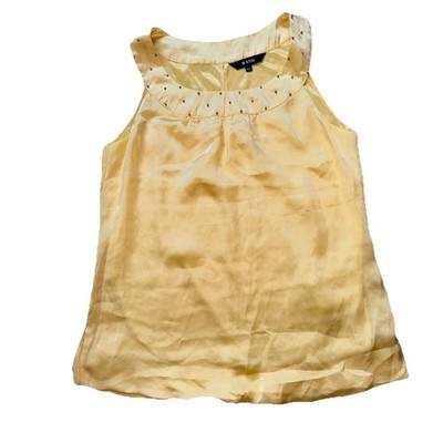 Ostin Women Size XS Sleeveless Lined Blouse Shirt Satin Style Solid Yellow Used