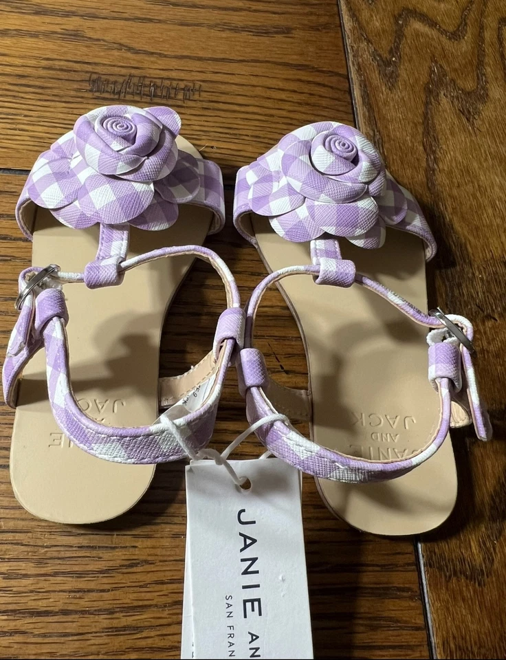 NUEVO CON ETIQUETAS Janie and Jack Room To Bloom Sandalias Flor Guinga Zapatos Talla 9 Niño Pequeño Foto 4 de 4