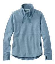 LL Bean Womens LARGE Cozy Mixed Knit Sweatshirt Pullover Cadet Blue Heather NWT