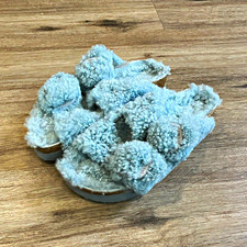 Papillio Women's Blue Faux Fur Shearling Slide Slippers Open Toe EU 38 Sz 8 us,