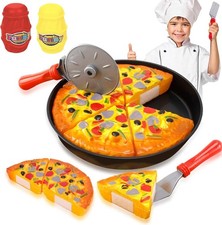 11 PCS Pizza Party Toy Play Set for Kids, Pizza Pie Pretend Play Food - Slice...
