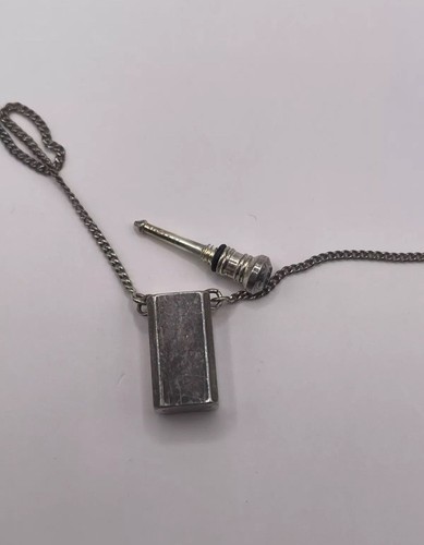 Vintage Modern Silver Metal Perfume Bottle Pendant 24" Necklace - Picture 4 of 7