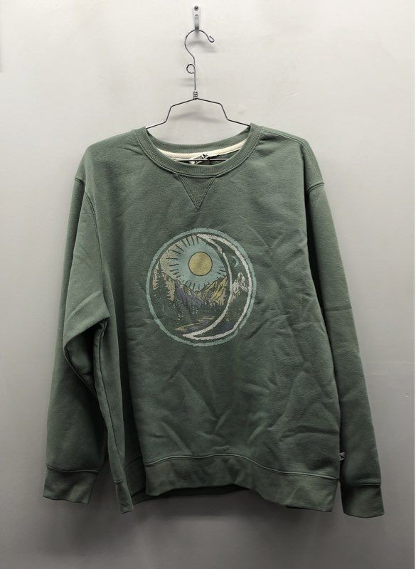 Eddie Bauer Women's Sage Green Nature Graphic Moon Sun Sweatshirt Sz XL
