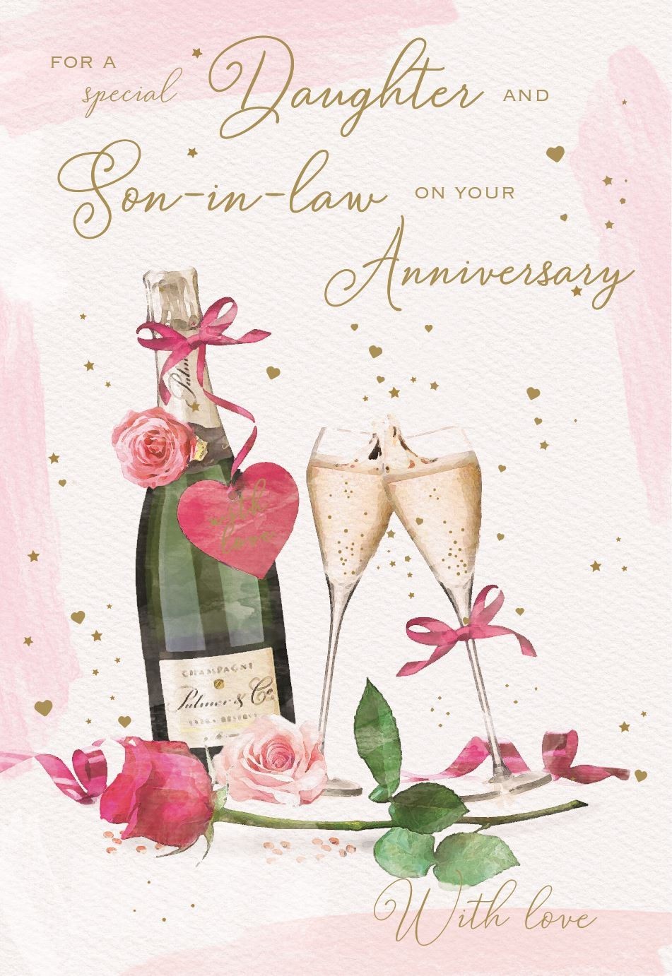 Anniversary Card DAUGHTER AND SON IN LAW 9"" Card *Foiling, & paper pages inside*