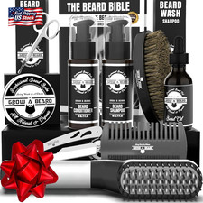 Beard Straightener Grooming Kit for Men, Beard Growth Kit, Wash, Brush Comb, U