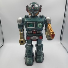 Vintage 1996 Wang Kwong Robot 15" Battery Tested Blue Super Fighter READ