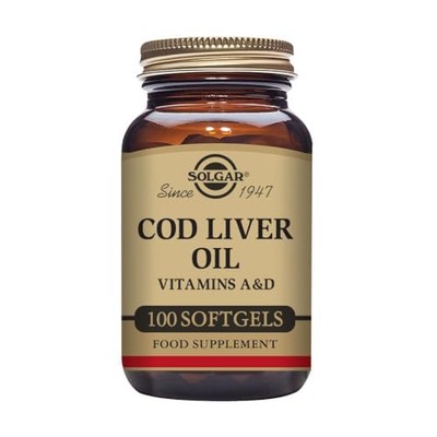 Solgar Cod Liver Oil 100 Count Vitamins A and D Immune Support Non GMO