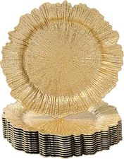 Gold Charger Plates Set of 12, Reef Plate Chargers for Dinner Plate, round Plast